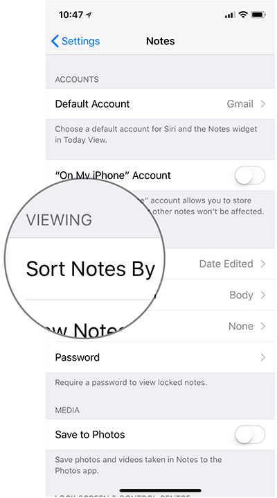 نحوه مرتب کردن یادداشت‌ها در اپلیکیشن Notes